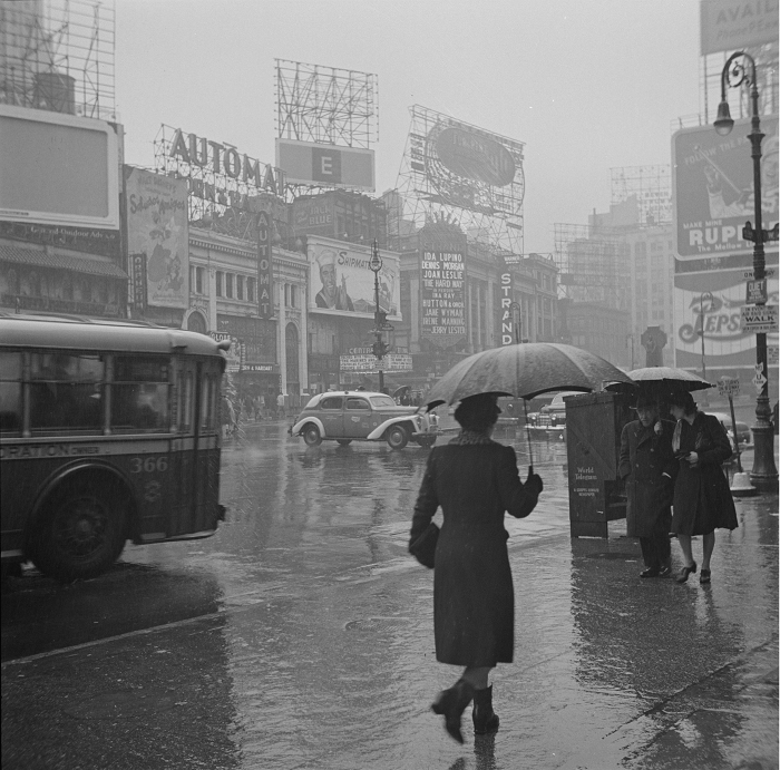 Times Square on a rainy day, 1943. John Vachon/FSA/OWI Photograph Collection, Library of Congress  