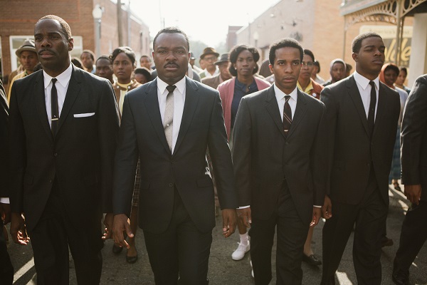 Left to right, foreground: Colman Domingo plays Ralph Abernathy, David Oyelowo plays Dr. Martin Luther King, Jr., André Holland plays Andrew Young, and Stephan James plays John Lewis in SELMA, from Paramount Pictures, Pathé, and Harpo Films. SEL-02293