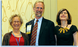 Gail Hershatter (left) and Ruth Mazo Karras (right) pose with William Cronon; Hershatter and Karras are both recipients of the 2012 Joan Kelly Memorial Prize in Women's History.