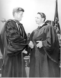 Senator Byrd received his American University JD diploma from President Kennedy.