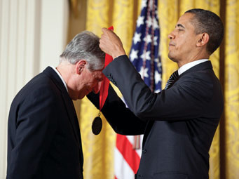 President Barack Obama awards the 2011 National Humanities Medal to Robert Darnton in the East Room of the White House. Official White House Photo by Pete Souza.
