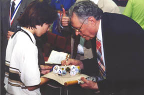 Professor David Van Tassel with a National History Day participant. Photo courtesy NHD.