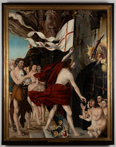 Martin Schaffner, Anastasis / Christ in limbo, 1549, Mixed techniques on panel. Museum Ulm, Germany.