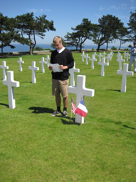 Sam Spare at the Normandy American Cemetery and Memorial in Colleville-sur-Mer, Normandy, France