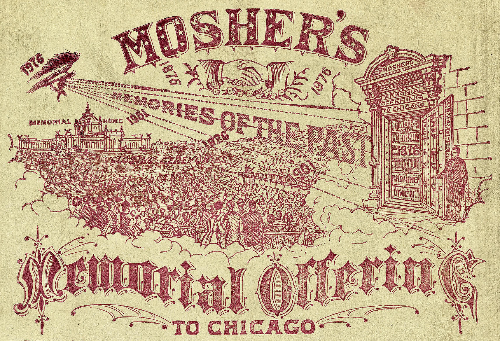 “Mosher’s Memorial Offering to Chicago.” Detail from backmark of a Charles D. Mosher’s memorial photograph.