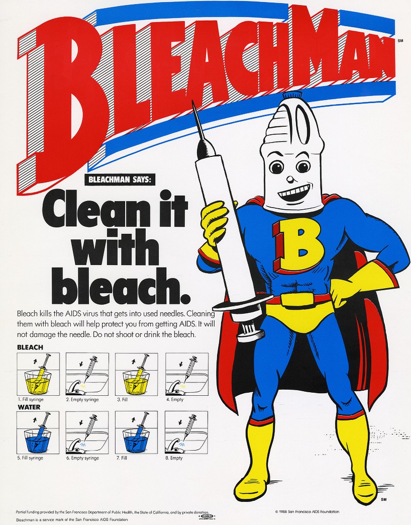 A 1988 BleachMan advertisement created by the San Francisco AIDS Foundation.