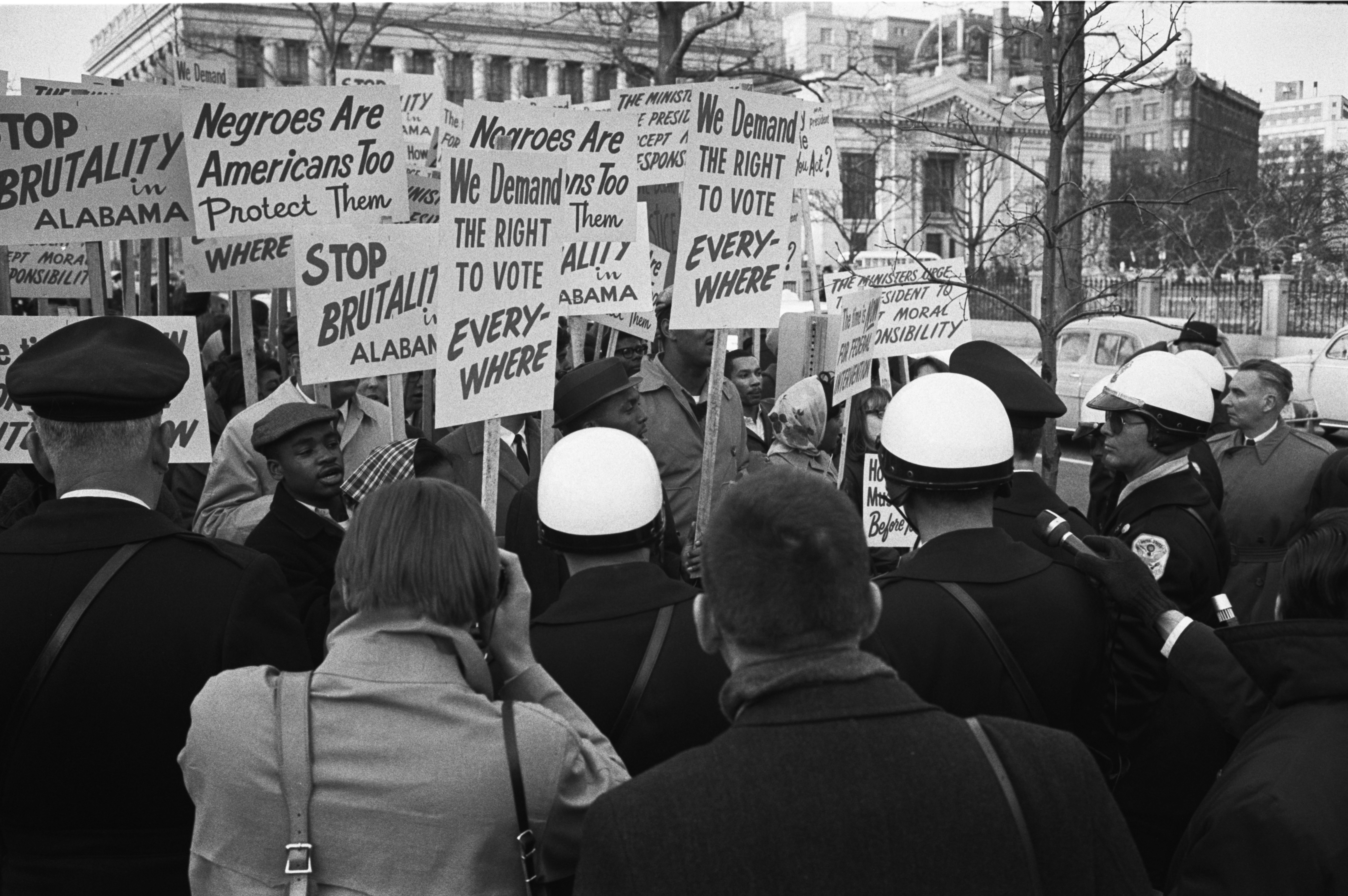 In 1965, Black protesters gathered outside of the White House to demand the expansion and protection of their voting rights after “Bloody Sunday.”