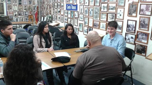 The author conducts an oral history session as local high school students observe at El Monte’s La Historia Society. Daniel Morales/SEMAP/Tropics of Meta.