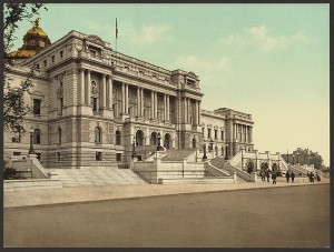 The West façade of the Library of Congress in 1898.