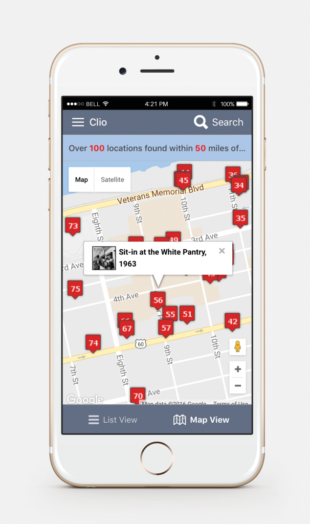 A digital rendering of the mobile app Clio. Credit David Trowbridge