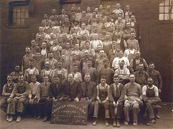 Courtesy Waukegan Historical Society American Steel and Wire was the largest employer in Waukegan in 1916. This image shows the working class nature of the city of Waukegan.