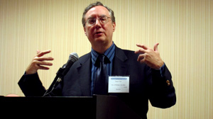 Juan Cole (Univ. of Michigan), speaking at the session "Interpreting the Arab Spring</a>." Photo by Marian J. Barber.