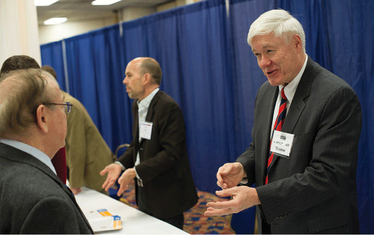 Photo by Marc Monaghan.<p> Mentors greet visitors at the AHA’s first Career Fair, held during the annual meeting in Washington, DC.