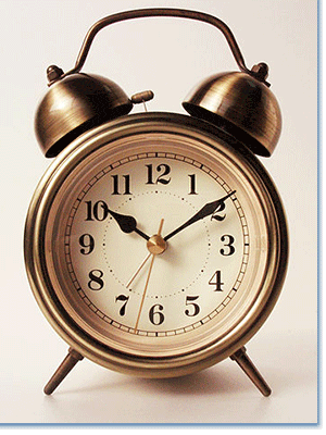 Old fashioned alarm clock with two bells.