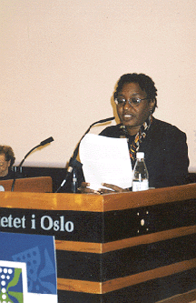 Rhoda Reddock delivering the keynote address. Photo courtesy .
