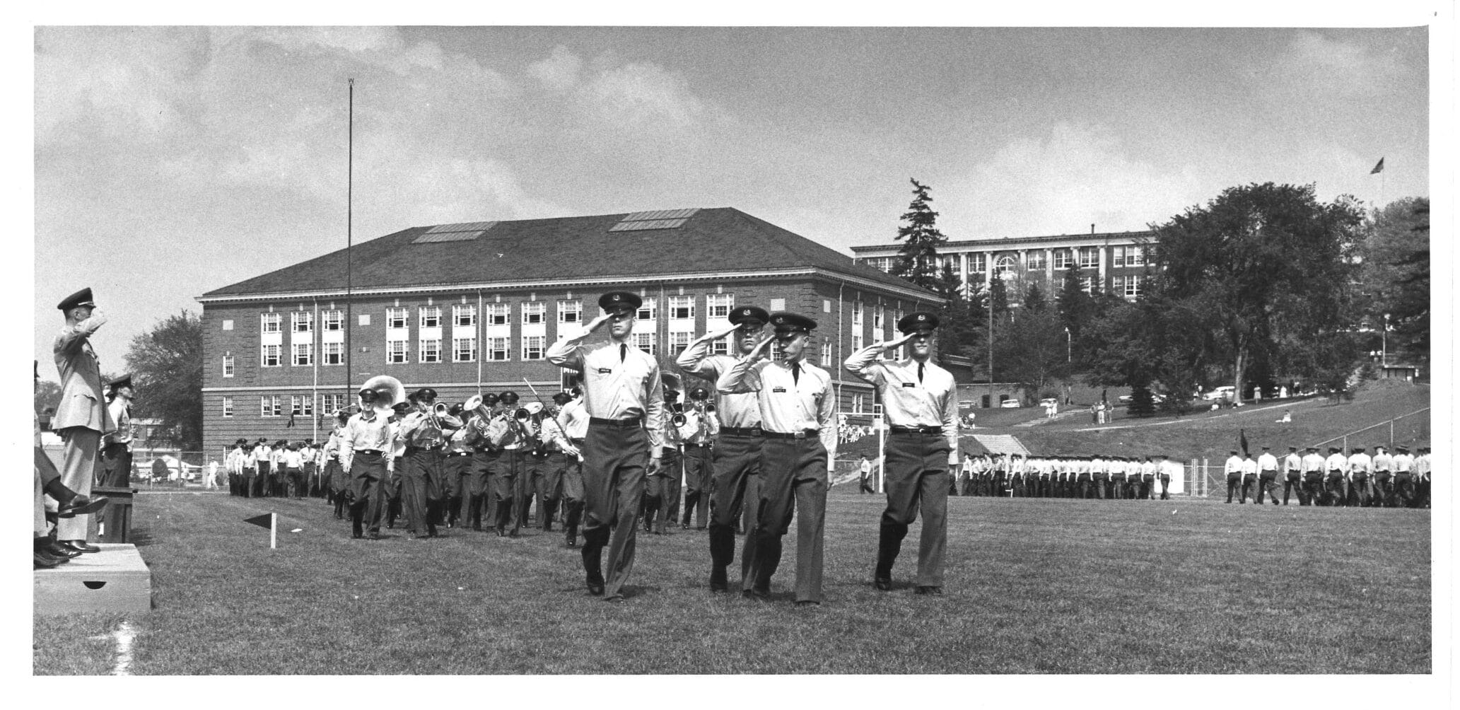 An ROTC group training on the lawn of Western Michigan University